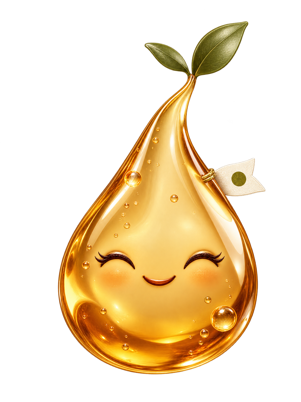 Mascote gotinha de skincare da Base Dermatologia
