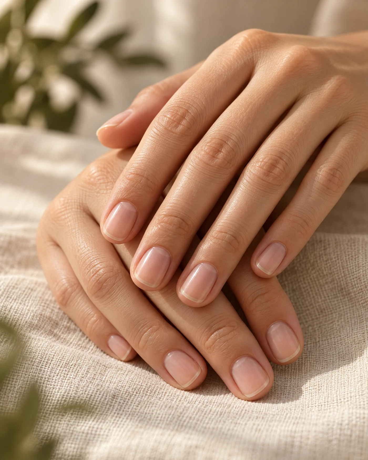 Detalhe de unhas naturais e saudáveis